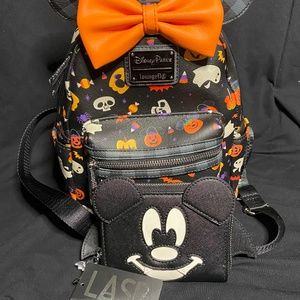 Loungefly Disney Halloween mini backpack and bat Mickey wallet